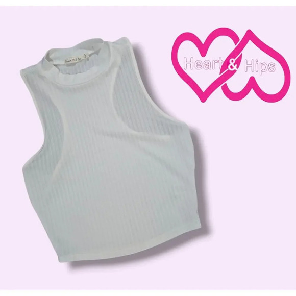 Heart & Hips women's white high neck sleeveless raceback layering tank top small - Picture 6 of 6